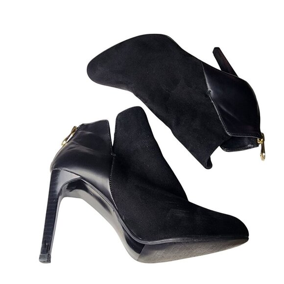 Zara Suede Leather Mix Stiletto Ankle Booties Black Size 6.5 (EU 37) - Picture 7 of 13